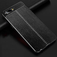 Soft Silicone Gel Leather Snap On Case Cover S02 for Oppo A12e Black