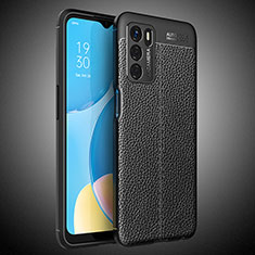 Soft Silicone Gel Leather Snap On Case Cover S02 for Oppo A16 Black