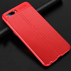 Soft Silicone Gel Leather Snap On Case Cover S02 for Oppo A5 Red