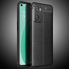 Soft Silicone Gel Leather Snap On Case Cover S02 for Oppo A55S 5G Black
