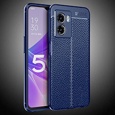 Soft Silicone Gel Leather Snap On Case Cover S02 for Oppo A56S 5G Blue