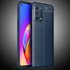 Soft Silicone Gel Leather Snap On Case Cover S02 for Oppo A74 4G Blue