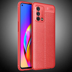 Soft Silicone Gel Leather Snap On Case Cover S02 for Oppo A74 4G Red