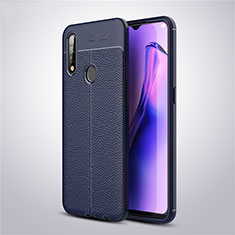 Soft Silicone Gel Leather Snap On Case Cover S02 for Oppo A8 Blue