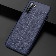 Soft Silicone Gel Leather Snap On Case Cover S02 for Oppo A91 Blue