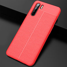 Soft Silicone Gel Leather Snap On Case Cover S02 for Oppo A91 Red