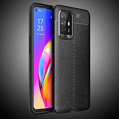 Soft Silicone Gel Leather Snap On Case Cover S02 for Oppo A95 5G Black