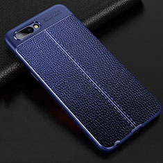 Soft Silicone Gel Leather Snap On Case Cover S02 for Oppo AX5 Blue
