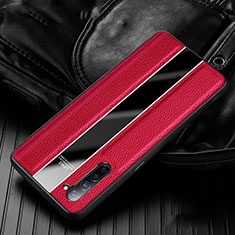 Soft Silicone Gel Leather Snap On Case Cover S02 for Oppo F15 Red