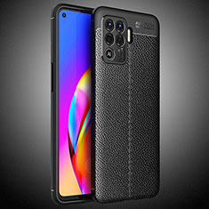 Soft Silicone Gel Leather Snap On Case Cover S02 for Oppo F19 Pro Black