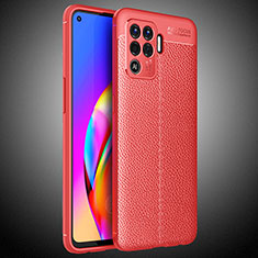 Soft Silicone Gel Leather Snap On Case Cover S02 for Oppo F19 Pro Red