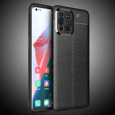Soft Silicone Gel Leather Snap On Case Cover S02 for Oppo Find X3 5G Black