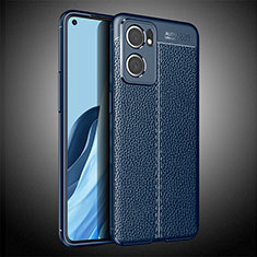 Soft Silicone Gel Leather Snap On Case Cover S02 for Oppo Find X5 Lite 5G Blue