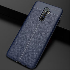 Soft Silicone Gel Leather Snap On Case Cover S02 for Oppo Reno Ace Blue