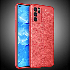 Soft Silicone Gel Leather Snap On Case Cover S02 for Oppo Reno6 5G Red