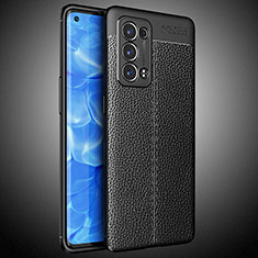 Soft Silicone Gel Leather Snap On Case Cover S02 for Oppo Reno6 Pro 5G Black