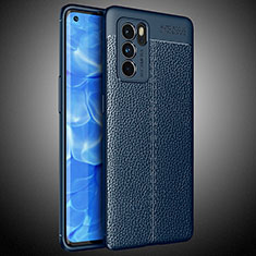 Soft Silicone Gel Leather Snap On Case Cover S02 for Oppo Reno6 Pro 5G India Blue