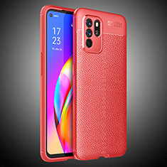 Soft Silicone Gel Leather Snap On Case Cover S02 for Oppo Reno6 Z 5G Red