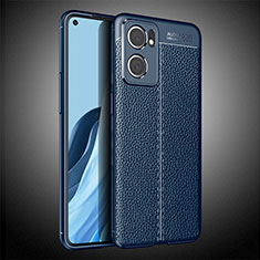 Soft Silicone Gel Leather Snap On Case Cover S02 for Oppo Reno7 5G Blue