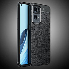 Soft Silicone Gel Leather Snap On Case Cover S02 for Oppo Reno7 Pro 5G Black