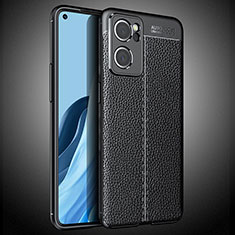 Soft Silicone Gel Leather Snap On Case Cover S02 for Oppo Reno7 SE 5G Black