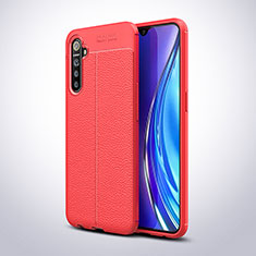 Soft Silicone Gel Leather Snap On Case Cover S02 for Realme XT Red