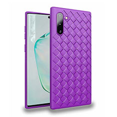 Soft Silicone Gel Leather Snap On Case Cover S02 for Samsung Galaxy Note 10 Purple