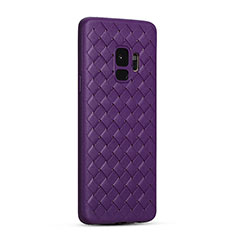 Soft Silicone Gel Leather Snap On Case Cover S02 for Samsung Galaxy S9 Purple
