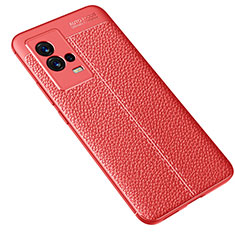 Soft Silicone Gel Leather Snap On Case Cover S02 for Vivo iQOO 8 5G Red