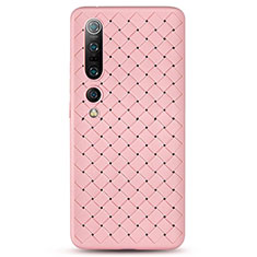 Soft Silicone Gel Leather Snap On Case Cover S02 for Xiaomi Mi 10 Pro Pink