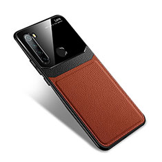 Soft Silicone Gel Leather Snap On Case Cover S02 for Xiaomi Redmi Note 8 Brown