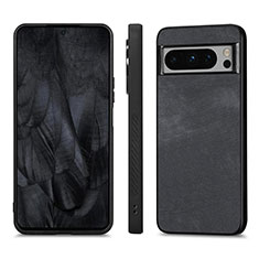 Soft Silicone Gel Leather Snap On Case Cover S02D for Google Pixel 8 Pro 5G Black