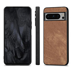 Soft Silicone Gel Leather Snap On Case Cover S02D for Google Pixel 8 Pro 5G Light Brown