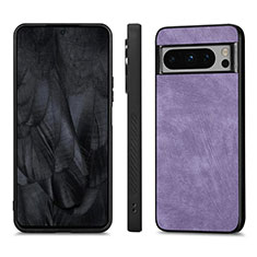 Soft Silicone Gel Leather Snap On Case Cover S02D for Google Pixel 8 Pro 5G Purple