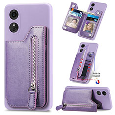 Soft Silicone Gel Leather Snap On Case Cover S02D for Oppo A17 Purple
