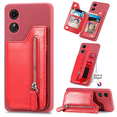 Soft Silicone Gel Leather Snap On Case Cover S02D for Oppo A17 Red
