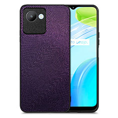 Soft Silicone Gel Leather Snap On Case Cover S02D for Realme C30 Purple