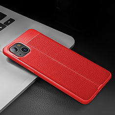 Soft Silicone Gel Leather Snap On Case Cover S03 for Apple iPhone 13 Mini Red