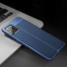 Soft Silicone Gel Leather Snap On Case Cover S03 for Apple iPhone 13 Pro Blue