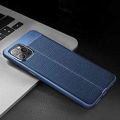 Soft Silicone Gel Leather Snap On Case Cover S03 for Apple iPhone 13 Pro Max Blue