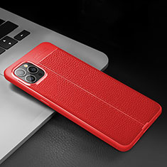 Soft Silicone Gel Leather Snap On Case Cover S03 for Apple iPhone 13 Pro Max Red