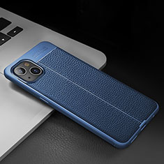 Soft Silicone Gel Leather Snap On Case Cover S03 for Apple iPhone 14 Plus Blue
