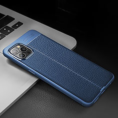 Soft Silicone Gel Leather Snap On Case Cover S03 for Apple iPhone 14 Pro Blue