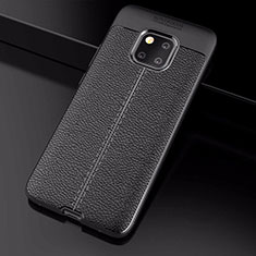 Soft Silicone Gel Leather Snap On Case Cover S03 for Huawei Mate 20 Pro Black