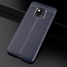 Soft Silicone Gel Leather Snap On Case Cover S03 for Huawei Mate 20 Pro Blue