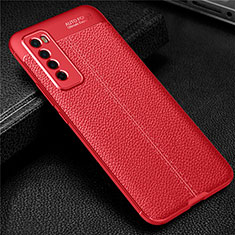 Soft Silicone Gel Leather Snap On Case Cover S03 for Huawei Nova 7 5G Red