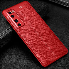 Soft Silicone Gel Leather Snap On Case Cover S03 for Huawei Nova 7 Pro 5G Red