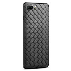 Soft Silicone Gel Leather Snap On Case Cover S03 for Oppo A5 Black