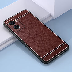 Soft Silicone Gel Leather Snap On Case Cover S03 for Oppo A77 5G Brown