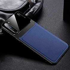 Soft Silicone Gel Leather Snap On Case Cover S03 for Oppo F15 Blue